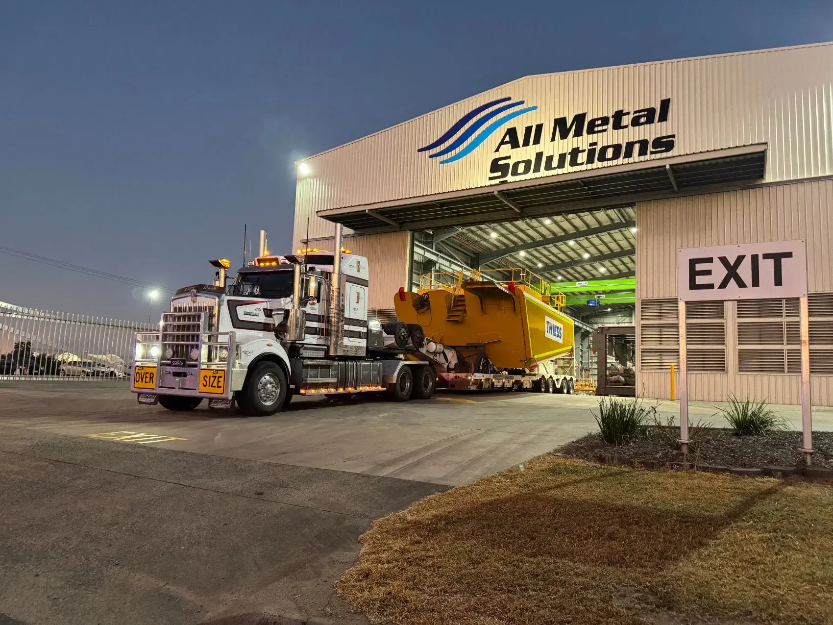 Oversize load leaving the All Metal Solutions facility